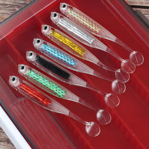 Señuelo de Pesca Biónico Hueco de Cinco Colores con Cola en Forma de T de <span class=keywords><strong>Acero</strong></span> Inoxidable, 8cm/2.4g, para Pesca Salvaje, Venta al por Mayor - Product Image 4