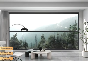 ประตูกิโยตินแบบเลื่อนได้แนวตั้งกระจกอลูมิเนียมแบบพาโนรามาหน้าต่างบ้านระเบียงหน้าต่างยกไฟฟ้าดีไซน์ใหม่ - Product Image 4