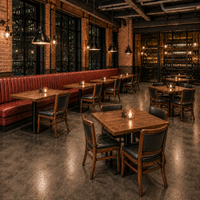 Ensemble de mobilier de bar personnalisé Ron Group : table carrée en bois, chaise en cuir, banquette rembourrée à dossier haut pour restaurant