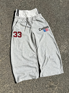Pantalon de survêtement streetwear surdimensionné coupe droite en molleton épais 500 g/m² pour homme, taille double, jambe large - Product Image 2