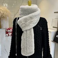 Écharpe de luxe en vraie fourrure de lapin Rex blanche pour femme, châle long et doux en fourrure véritable pour l'hiver, vente en gros