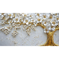 Papier peint autocollant texturé en PVC 3D, papier peint blanc floral de luxe en relief pour la décoration de la chambre