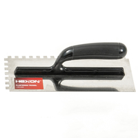 Truelle à carreaux en acier inoxydable pour finition de plancher à encoche pour maçonnerie Truelle à plâtre pour cloisons sèches