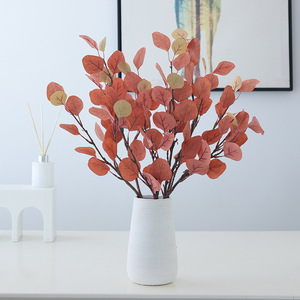 Hojas de Eucalipto Artificiales de 70 cm de Altura, Flor de Seda de Simulación, Decoración de Interiores para el Hogar, Hojas de Plantas de Color Café Otoñal - Product Image 1