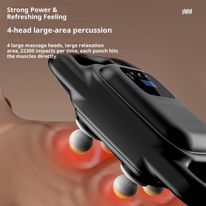 2025 nuevo masajeador corporal vibratorio de percusión de tejido profundo profesional de alta calidad pistola de masaje giratoria para músculos faciales 4 cabezales - Product Image 4