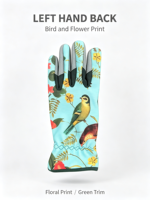 Sarung Tangan Berkebun Motif Bunga Burung untuk Wanita, Pelindung Duri di Telapak Tangan dari Suede Abu-abu, Sarung Tangan Kerja Bernapas untuk Menanam dan Memangkas di Kebun