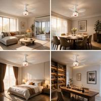 Ventilateur de plafond à 5 pales avec lumière RGB, lampe d'ambiance, 3 vitesses réglables, montage mural, télécommande, ventilateur de plafond avec lumière