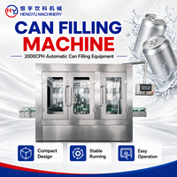 Machine de remplissage et de sertissage de canettes Hengyu à servomoteur 2000BPH, remplisseuse automatique haute vitesse pour usine de cannetage de boissons gazeuses