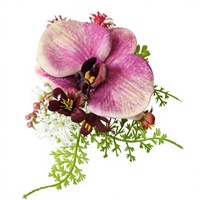 Boutonniere Sutra Artistik Merah Anggur, Bros Corsage Pergelangan Tangan, Aksesori Pakaian Pesta Pernikahan, Dekorasi Gelas Anggur, Pengantin Pria & Wanita