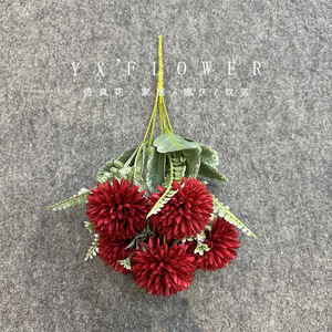 Bouquet de 6 chrysanthèmes artificiels en soie, fleurs réalistes pour la décoration de mariage et de la maison - Product Image 2