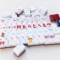 Tuiles de Mahjong de luxe modernes en acrylique rouge à trois couches, thème patriotique, livraison gratuite