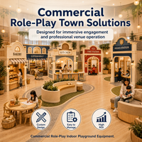 Equipo de juegos infantiles para interiores, modular, verde, tipo aldea, con diseño de tienda y jardín, conforme a la normativa ASTM, listo para operadores FEC