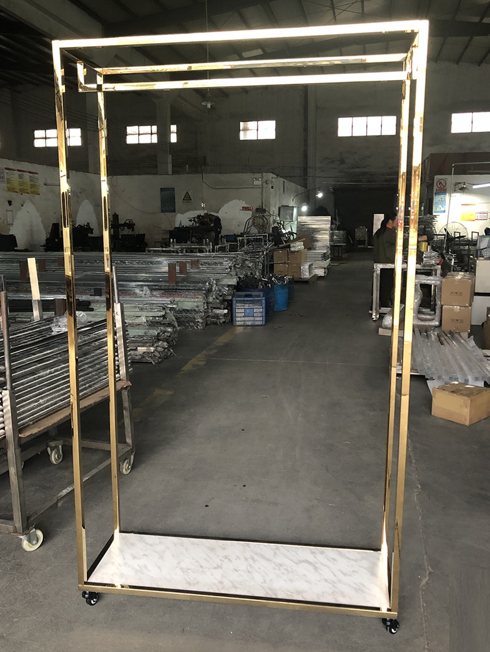 clothes display racks portable gold with wheels