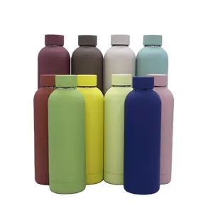 Custom Logo 500ml Rubber Paint Stainless Steel Water Bottle Double Wall Vacuum Insulated Bottle