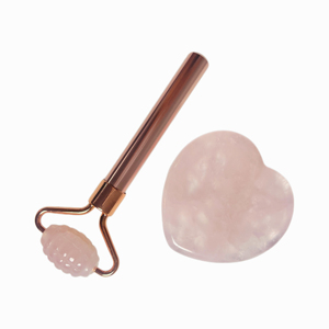 Nouveau design rouleau facial en quartz rose naturel et acier inoxydable - Product Image 6