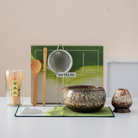 Accessoires pour la cérémonie du thé, bol à matcha avec bec verseur et fouet en bambou, cuillère à thé, tamis en acier inoxydable, ensembles d'accessoires pour le matcha