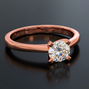 Anillo Solitario Clásico con Cabeza de Tulipán de 0.50 CTS, Anillo de Compromiso de Oro Amarillo de 18K con Diamante Redondo Cultivado en Laboratorio, Joyería Personalizada OEM - Product Image 1