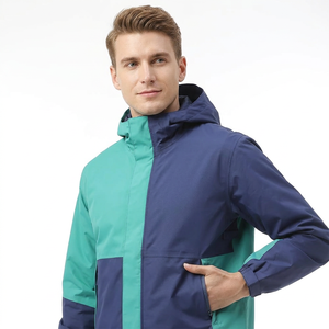 Veste imperméable pour homme, coupe classique, en polyester, avec blocs de couleur, revêtement écologique, fermeture éclair, style décontracté, pour le printemps - Product Image 4