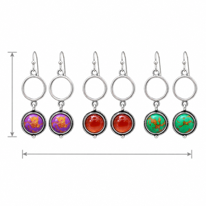 Orecchini Pendenti Vintage con Pietre Multicolore, Stile Turchese, Ametista e Agata Rossa per Donne - Product Image 5