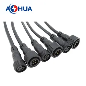 AOHUA customized M19-02 2 3 4 Pin PVC circular over mold Waterproof male female connector IP65 for traffic Lighting engineering