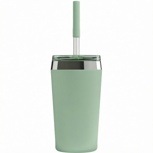Mug à café isotherme à double paroi vert laiteux en acier inoxydable, gobelet thermique anti-fuite pour le bureau - Product Image 1