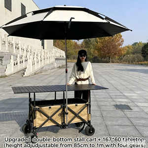 Carrito Plegable para Vendedores con Mesa Ajustable y Toldo Parasol, Carro Portátil para Puestos al Aire Libre, Personalizable para Campamentos y Venta Ambulante - Product Image 4