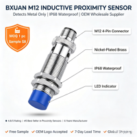Capteur de proximité inductif encastré IP67 M12, 3 fils, DC NPN NO, détecteur d'objets métalliques avec connecteur aviation