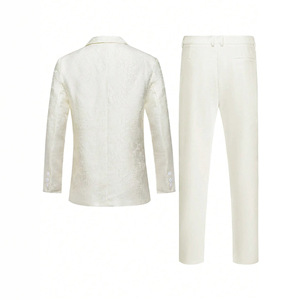 Trajes de Boda <span class=keywords><strong>para</strong></span> <span class=keywords><strong>Hombre</strong></span> de Diseño Nuevo al por Mayor, <span class=keywords><strong>Traje</strong></span> <span class=keywords><strong>Casual</strong></span> de 2 Piezas Blanco Elegante de Alta Calidad con Jacquard Floral - Product Image 3