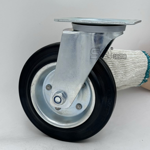 3 3,5 4 5 <span class=keywords><strong>6</strong></span> 8 Zoll verzinkt schwarz Voll gummi öl beständige Rad rolle Starre drehbare Verriegelung Brems wagen Wagen Müll rollen - Product Image 6