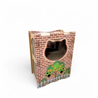 Grande maison pour chat en carton ondulé écologique avec structure stable et design résistant aux griffures pour une utilisation en intérieur
