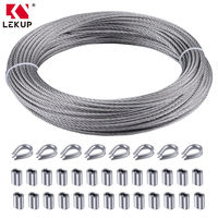 Cable de acero inoxidable 7x7 de 1/8 pulgadas con funda de bucle y dedal de acero, cable de aviación para sistema de barandillas de cubierta