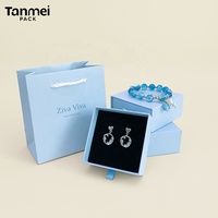 Boîte à bijoux en carton Tanmei, étui cadeau pour bagues, pendentifs, colliers, boîtes d'emballage pour bijoux bleu océan