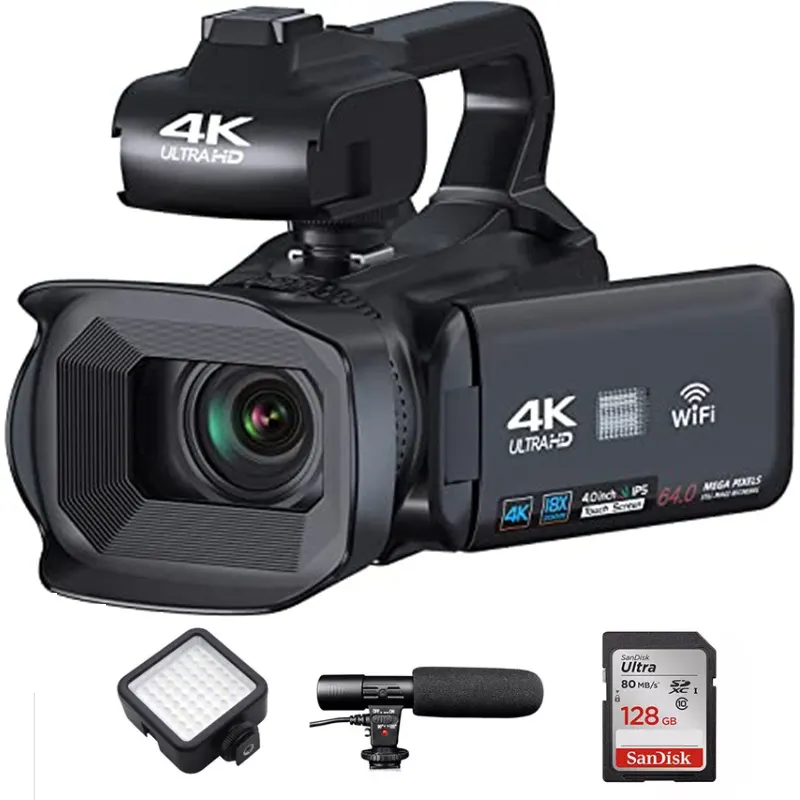 Video Camera 4K Camcorder Vlogging Camera for YouTube Auto Focus 48MP 60FPS 4.0" Touch Screen 18X Digital Zoom Camera