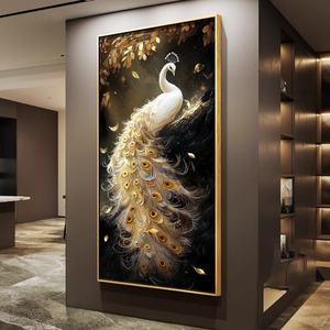 Moderna y Hermosa Decoración de Pared con Diseño de Pavo Real para Sala de Estar o Comedor, Arte LED para el Hogar, Pintura de Porcelana de Cristal Personalizada - Product Image 6