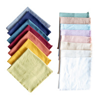 Serviettes de table carrées en coton uni à franges, nappe en coton doux en stock usine, style bohème