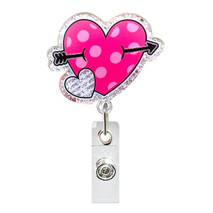 New Valentine's Day gift: rotating retractable badge scroll <b>ID</b> card <b>holder</b>, school/hospital anti-loss name tag <b>holder</b>, in stock. - Product Image 5