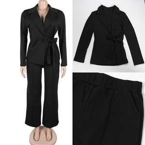 Últimos Diseños de Conjuntos <span class=keywords><strong>para</strong></span> <span class=keywords><strong>Mujer</strong></span>, Trajes de <span class=keywords><strong>Oficina</strong></span>, Top con Cuello en V y Pantalones Anchos de Pierna, Conjunto de Dos Piezas, Ropa Femenina - Product Image 4
