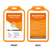 Porte-badge d'identification avec fenêtres double face étui en plastique dur vertical pochette de protection de carte pour cartes de crédit d'identité d'école de bureau t994
