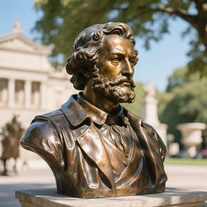 Бронзовая статуя-бюст в полный рост на заказ для украшения церковного мемориального зала, цвет металлик - Product Image 3