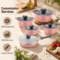 Ensemble de 10 casseroles et poêles de cuisine coréennes en céramique et aluminium moulé pour usage domestique et professionnel, avec logo personnalisé OEM
