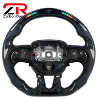 Volant de voiture en cuir véritable personnalisé avec LED style sport, fibre de carbone, pour Dodge Challenger RT/SRT Hellcat Durango