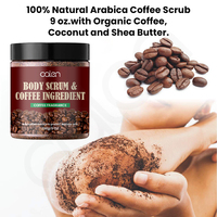 Gommage corporel au café OALEN avec logo personnalisé, hydratant et nettoyant, blanchissant et exfoliant, pour une utilisation quotidienne sous la douche