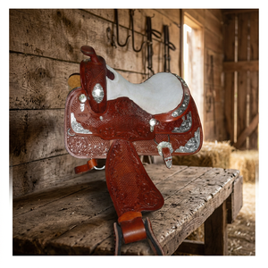 Selle Western en cuir véritable RES-19 marron de qualité supérieure avec logo personnalisé, design lisse, siège rigide pour la compétition et la pratique du ranching - Product Image 3