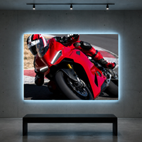 Art mural LED moto sportive, trois images de motos de course pour garage, salle de jeux, bureau, salon, décoration intérieure moderne