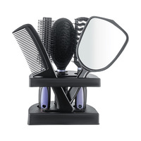 Nouvel ensemble d'outils de coiffure cosmétique Lot de 5 brosses à peigne avec miroir Porte-brosse à cheveux Kits de peigne d'habillage