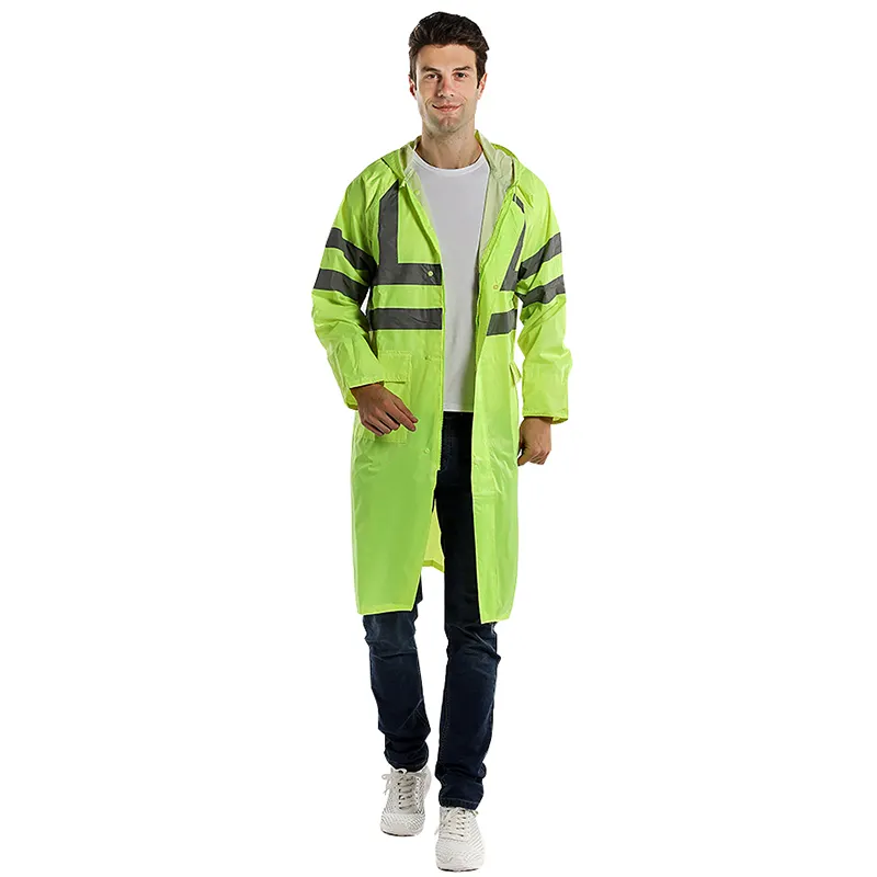 도매 사용자 정의 안전 재킷 반사 작업 형광 녹색 레인슈트 코트 남성 방수 작업복 성인용 외투