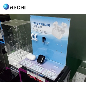 Rechi tùy chỉnh từ acrylic Tai nghe không dây bán lẻ POS hiển thị đứng Rack với có thể thay đổi quảng cáo đồ họa dấu hiệu cho TWS tai nghe - Product Image 4