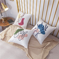 Innermor Boho Art abstrait chat broderie jeter taie d'oreiller blanc texturé housse de coussin pour chaise canapé-lit ou décor à la maison