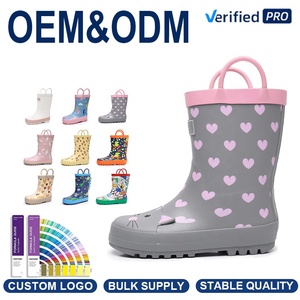 <span class=keywords><strong>Bottes</strong></span> de pluie pour tout-petits avec poignées faciles à enfiler, <span class=keywords><strong>bottes</strong></span> de pluie <span class=keywords><strong>en</strong></span> <span class=keywords><strong>caoutchouc</strong></span> imperméables pour enfants, filles et garçons, chaussures amusantes imprimées pour l'extérieur - Product Image 1