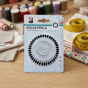 Aguja Perla Ago in Plastica Nero a Forma Ovale Durevole 3.8cm 40pz con Cartoncino a Chiusura Ermetica Strumenti per Cucito e Artigianato - Product Image 3